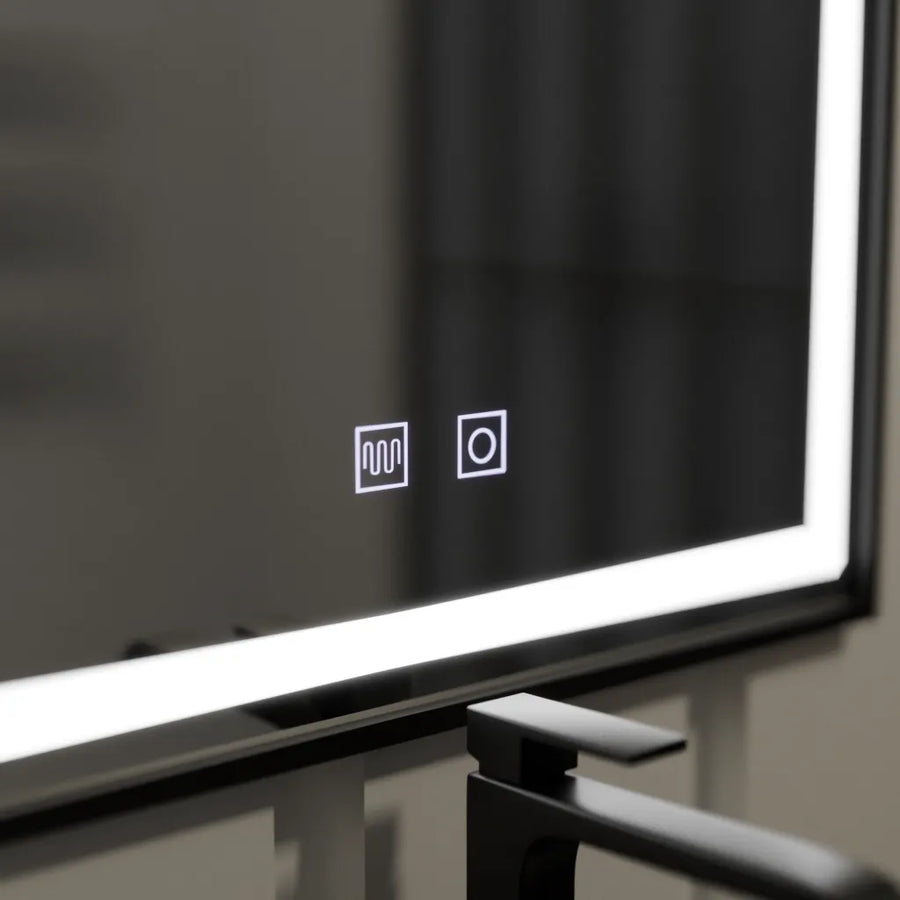 Tükör LED téglalap alakú 60x90cm élű fényszóró -behatolási rendszer, fekete keret