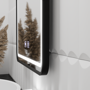 Tükör LED téglalap alakú 100x65cm - él fényes érintő leolvasztási rendszer, fekete keret