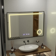 LED -érzékelő mozgásgátló Sofia érzékelő leolvasztási funkcióval, hőmérő 110x75 cm meleg/hideg fény/neutra méretű, fekete kefe keret, marcello funghi kollekció