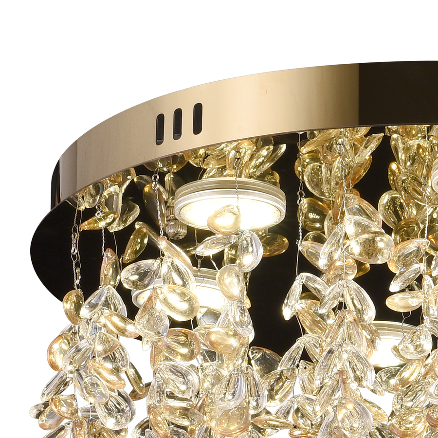Crystal LED csillár LLC213/550GD kerek, 30W, hideg/meleg/semleges fény, kristályok, fényes arany