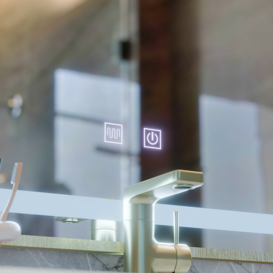 LED Touch Kariri tükör, 80x60 cm, leolvasztási funkció, arany rózsacsiszolt keret