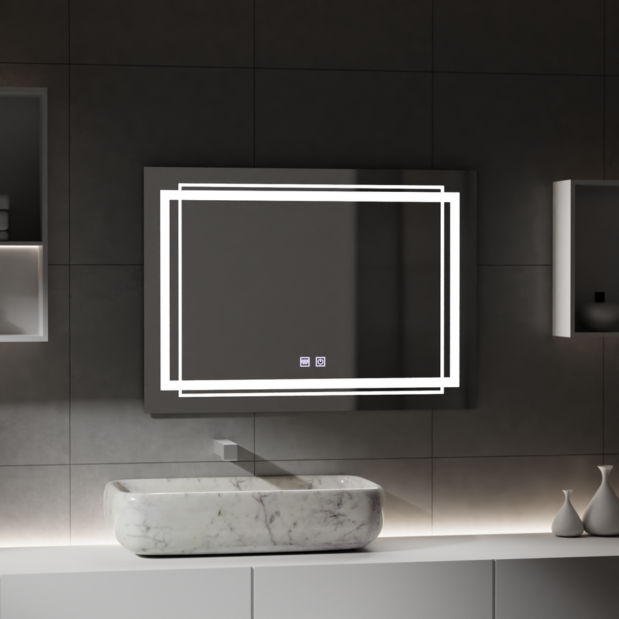 Téglalap alakú LED -tükör, 50x70 cm, Koven Touch, Despantile rendszer, Dimable