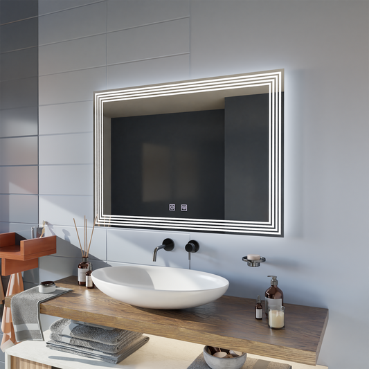 Téglalap alakú LED -tükör, eltorzítás, 60x80cm, Adis Basic Touch