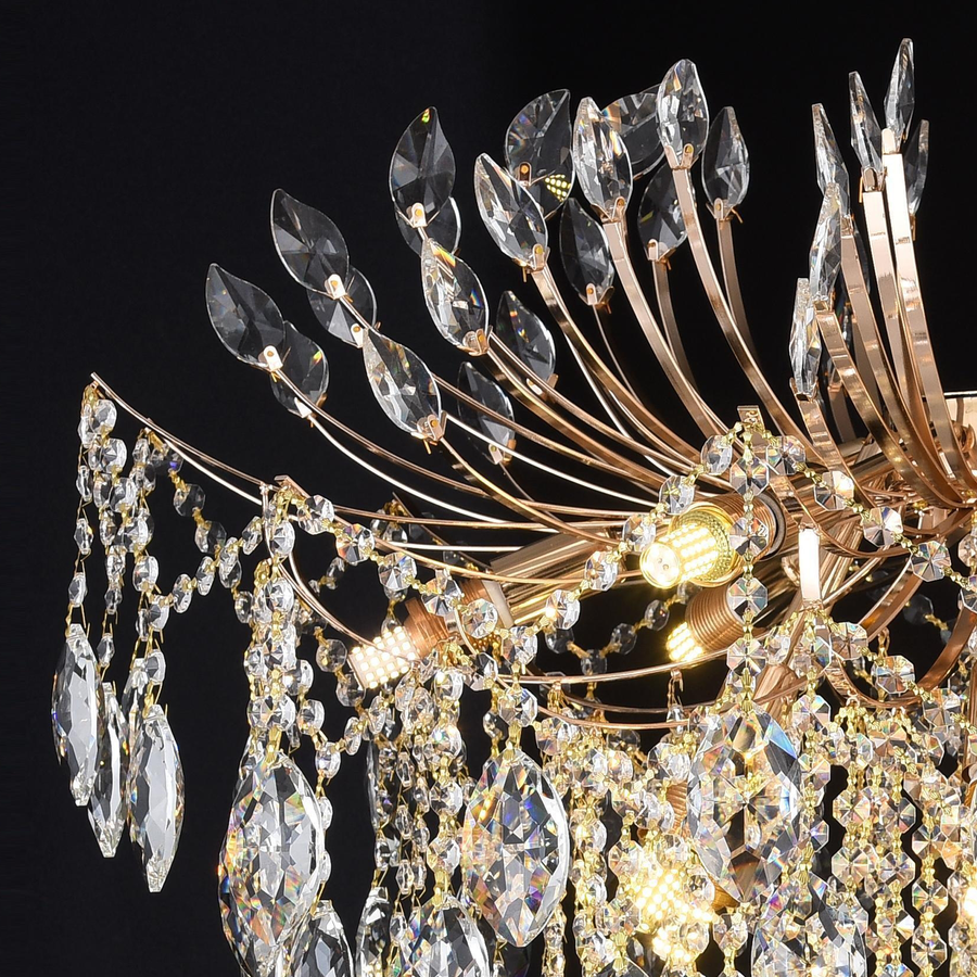 Crystal Chandelier fiamma, 6x E14, 45 cm átmérőjű, arany