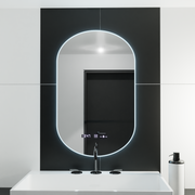 Ovális LED -tükör, 50x100 cm, Lucia érzékelő Marcello, leolvasztási rendszer, óra és hőmérő, dimálható