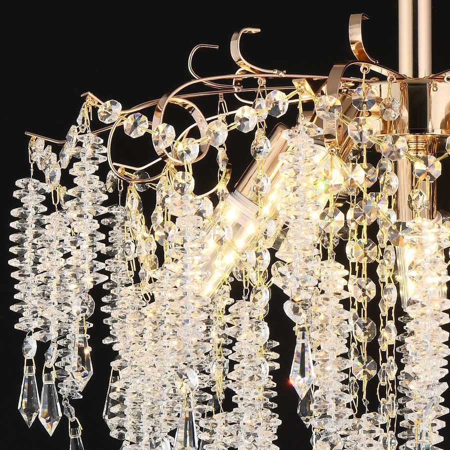 Crystal Chandelier fiamma, 6x E14, 45 cm átmérőjű, arany