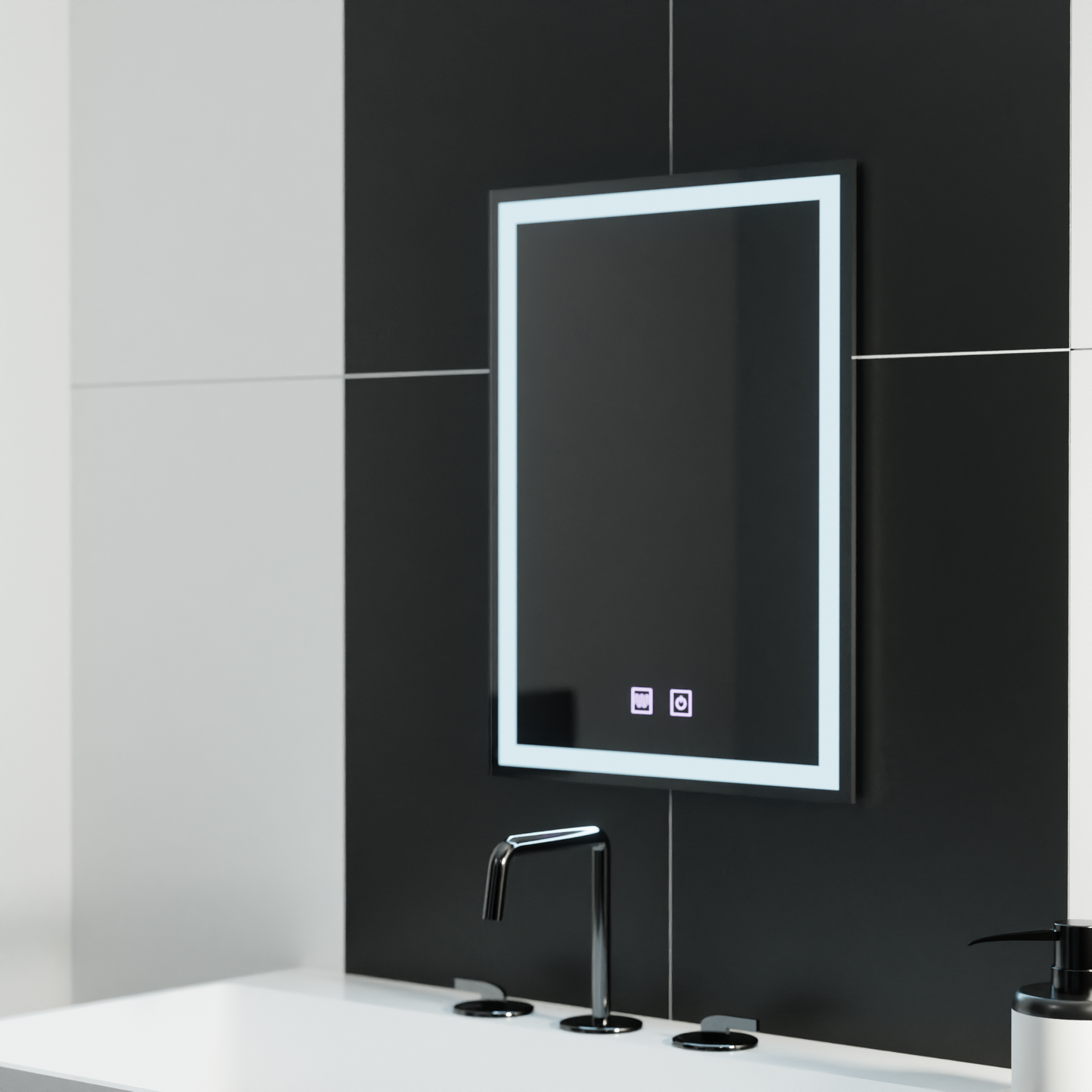 Tükör LED téglalap alakú 60x80cm érintéses NOx eltorzító rendszer