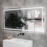 Téglalap alakú LED -tükör, 120x60 cm, Verite MotionGlow Marcello, leolvasztási rendszer, óra és hőmérő, dimálható