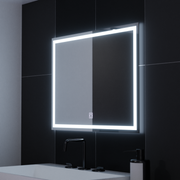 Téglalap alakú LED -tükör, 80x60 cm, keret alapvető érintés