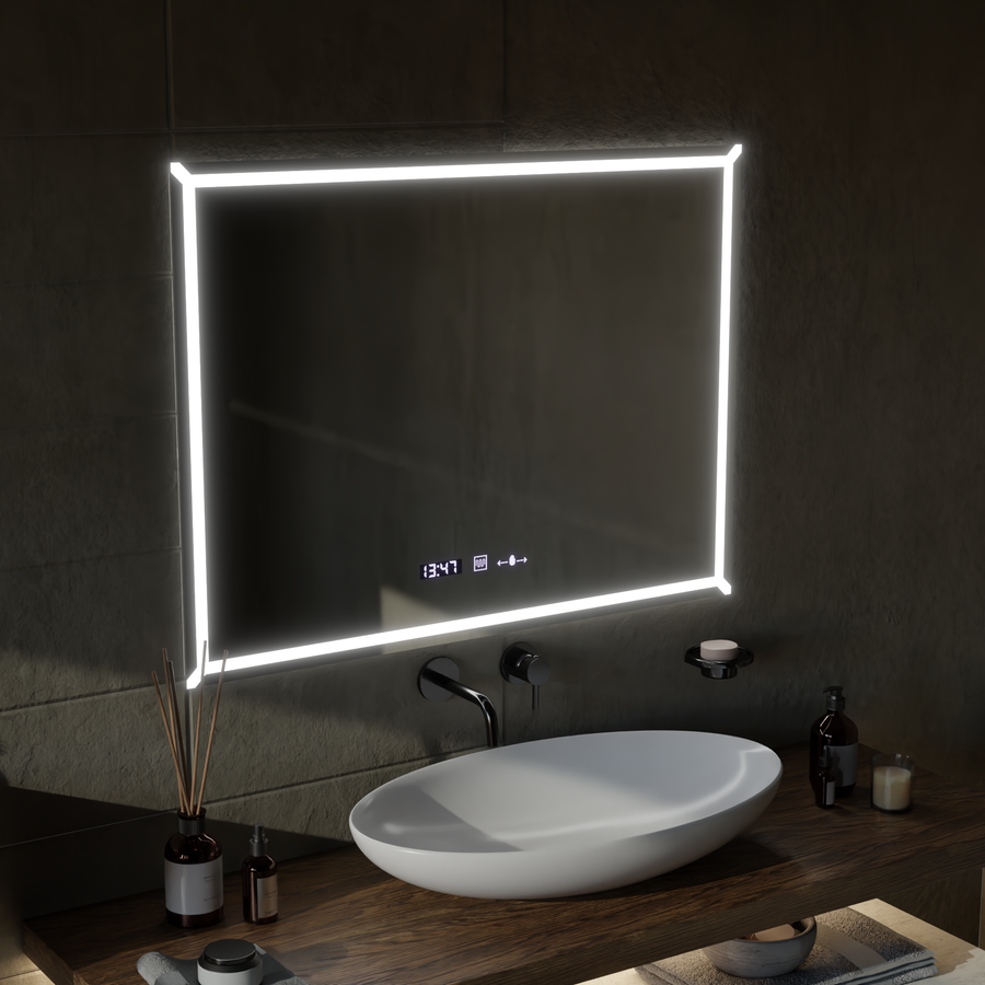 Téglalap alakú LED -tükör, 60x80 cm, Villaytouch Marcello, Desmantile System, Dimable