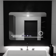 A téglalap alakú LED tükör 80x60cm Fortaleza MotionGlow Marcello leolvasztó rendszer hőmérő és kozmetikai farkas óra