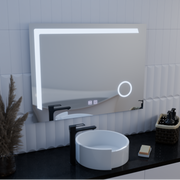 Mirror LED Touch Manfred szennyeződés rendszer, óra és hőmérséklet 60x80 cm kozmetikai nagyítás