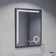 LED -tükör érzékelő mozgásgátló Francesca 60x80 cm hideg fény/hideg/neutra dimálható keret fekete szálcsiszolt rendszer Debrosting hőmérő óra Marcello funghi