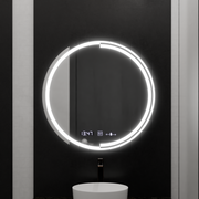Kerek LED -tükör, 60 cm, MotionGlow érzékelő Consuel Marcello, helyettes rendszer, óra és hőmérő, dimálható