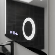 Téglalap alakú LED -tükör, 100x80 cm, precíziós mozgásgátló marcello, letiltási rendszer, óra és hőmérő, kozmetikai nagyító