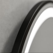 Kerek LED -tükör, 80 cm, Celeste Majesté Noir Motionglow Marcello, leolvasztási rendszer, óra és hőmérő, dimálható