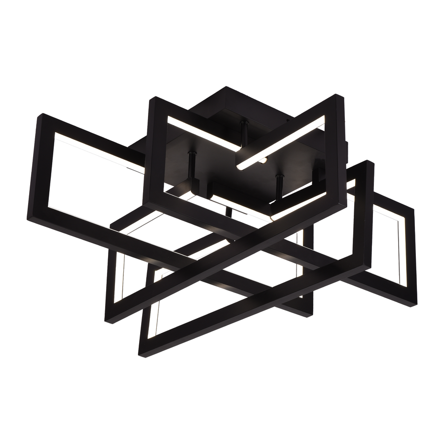 LED csillár távirányítóval 98W, 4 elem, hideg/meleg/semleges fény, szabályozható, fekete