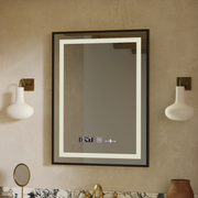 Téglalap alakú LED -tükör, 60x80cm, Verite Majeste Noir Motion Glow Marcello, Leírásos rendszer, óra és hőmérő, dimálható