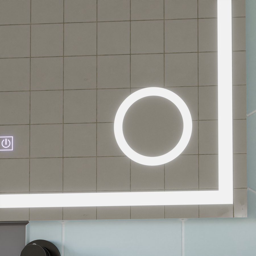 NIVERA LED Touch Mirror páramentesítő rendszer, óra és hőmérséklet 80x60 cm kozmetikai nagyító