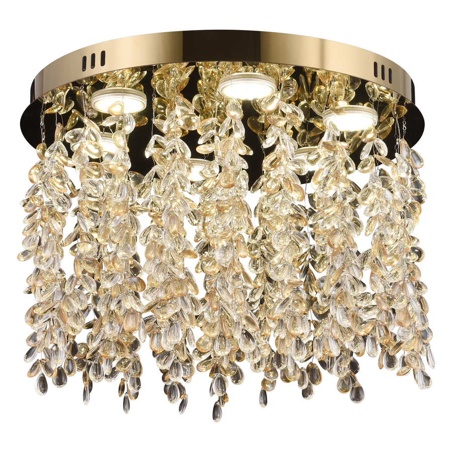 Crystal LED csillár LLC213/550GD kerek, 30W, hideg/meleg/semleges fény, kristályok, fényes arany