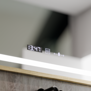 Téglalap alakú LED -tükör, 110x65cm, ECLAT MotionGlow Marcello, leolvasztási rendszer, óra és hőmérő, kozmetikai lup
