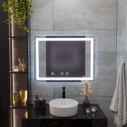 Téglalap alakú LED -tükör, 80x60 cm, élvilágító érintés, szétszerelő rendszer, dimálható
