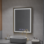 Téglalap alakú LED -tükör, 60x80 cm, Royale Gold MotionGlow Marcello, szünetrendszer, óra és hőmérő, dimálva