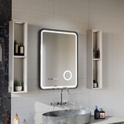 Mirror LED Touch Ulrich Debulation System, óra és hőmérséklet 60x80 cm Fekete Ramahed Cosmetics Lup