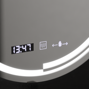 Kerek LED -tükör, 60 cm, MotionGlow érzékelő Consuel Marcello, helyettes rendszer, óra és hőmérő, dimálható