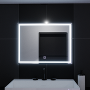 Téglalap alakú LED -tükör, 80x60 cm, keret alapvető érintés