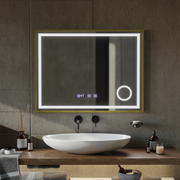 Mirror LED Touch Rolf Rolf Systems, óra és hőmérséklet 80x60 cm Arany Ramahed Cosmetics Lup