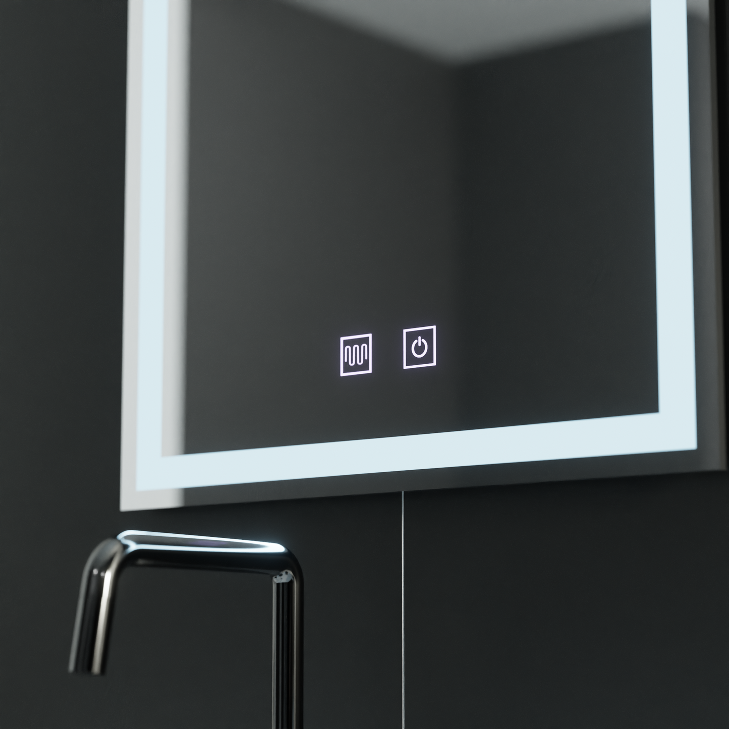 Tükör LED téglalap alakú 60x80cm érintéses NOx eltorzító rendszer