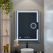 Téglalap alakú LED -tükör, 50x70 cm, Eclat MotionGlow Marcello, leolvasztási rendszer, óra és hőmérő, kozmetikai lup