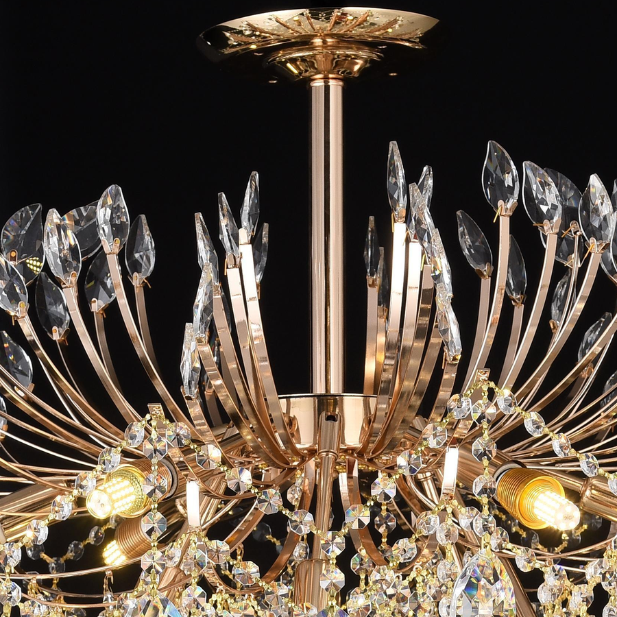 Crystal Chandelier fiamma, 6x E14, 45 cm átmérőjű, arany