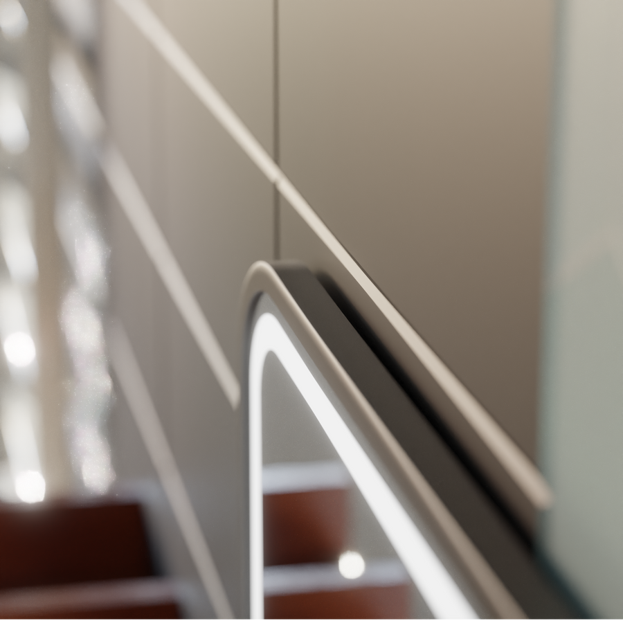 Mirror LED Touch Bernd leolvadó rendszer, óra és hőmérséklet 80x60 cm fekete ecset alap Cosmetica