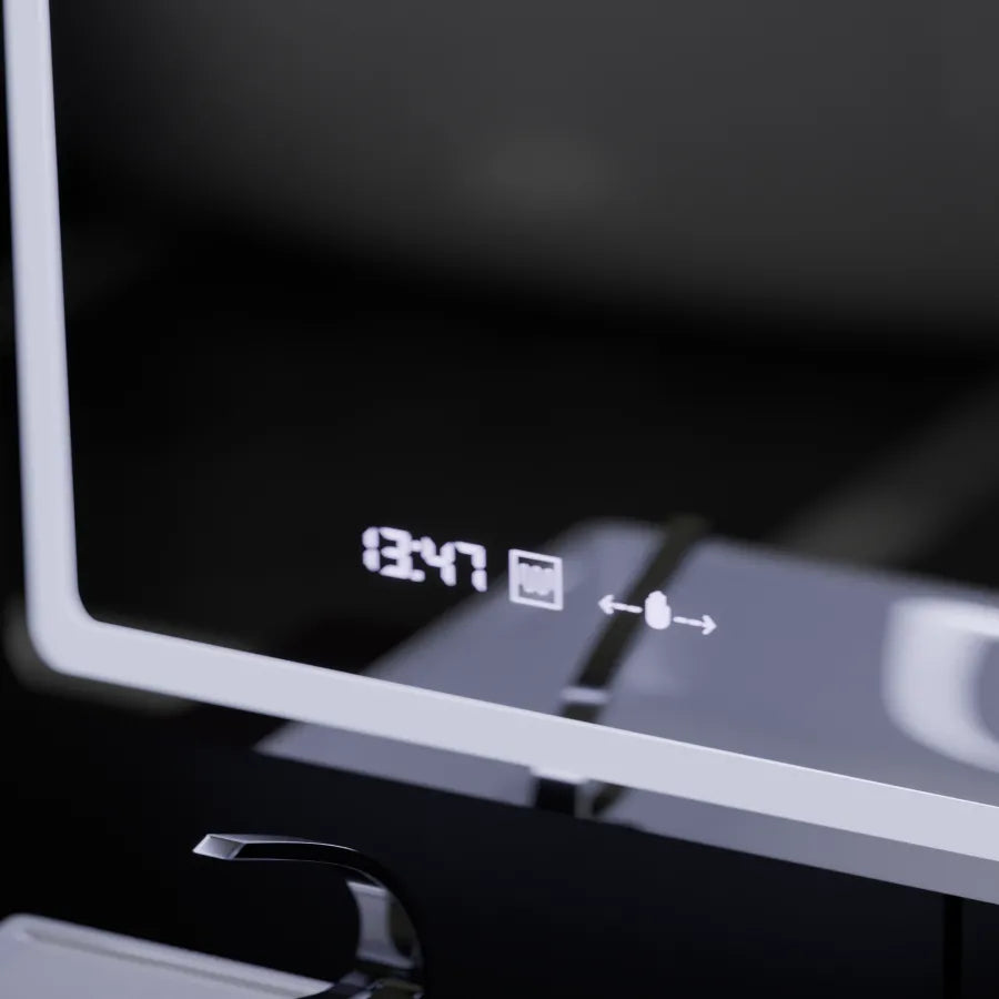 Téglalap alakú LED -tükör, 60x80 cm, Wizz Sensor MotionGlow Marcello, leolvasztási rendszer, óra és hőmérő, dimálva