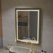 Téglalap alakú LED -tükör, 60x80 cm, Royale Gold MotionGlow Marcello, szünetrendszer, óra és hőmérő, dimálva