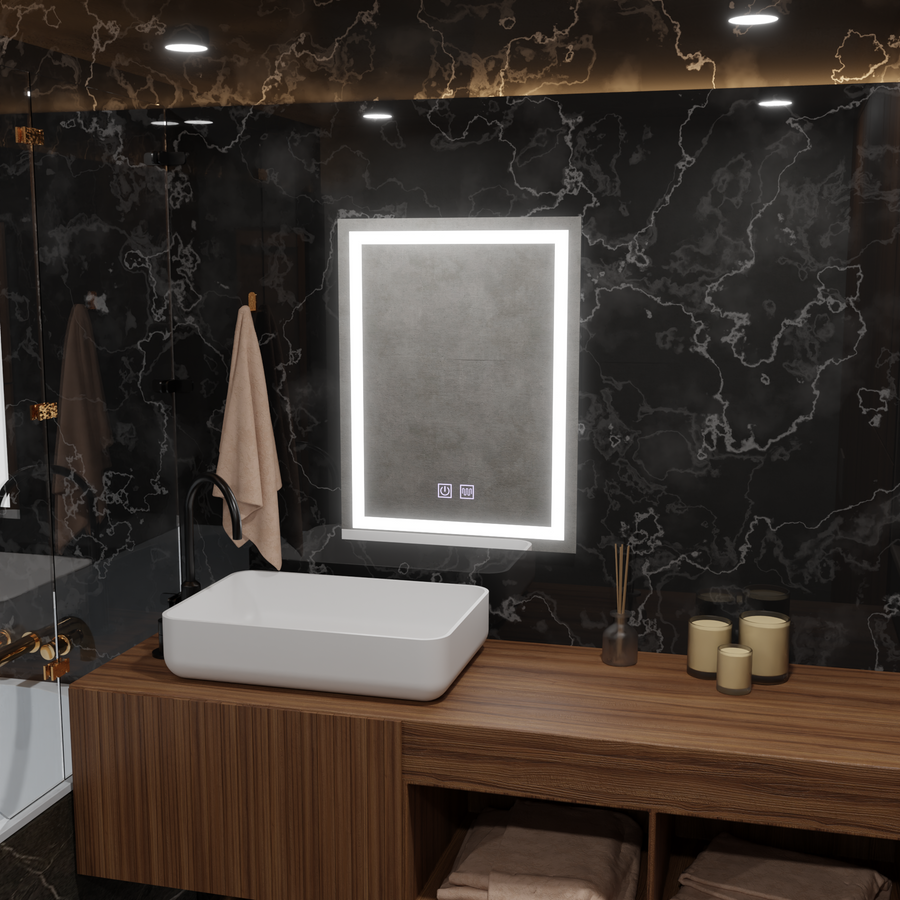 Téglalap alakú LED -tükör, 50x70 cm, InsideUs érintés, letiltó rendszer, Daisy