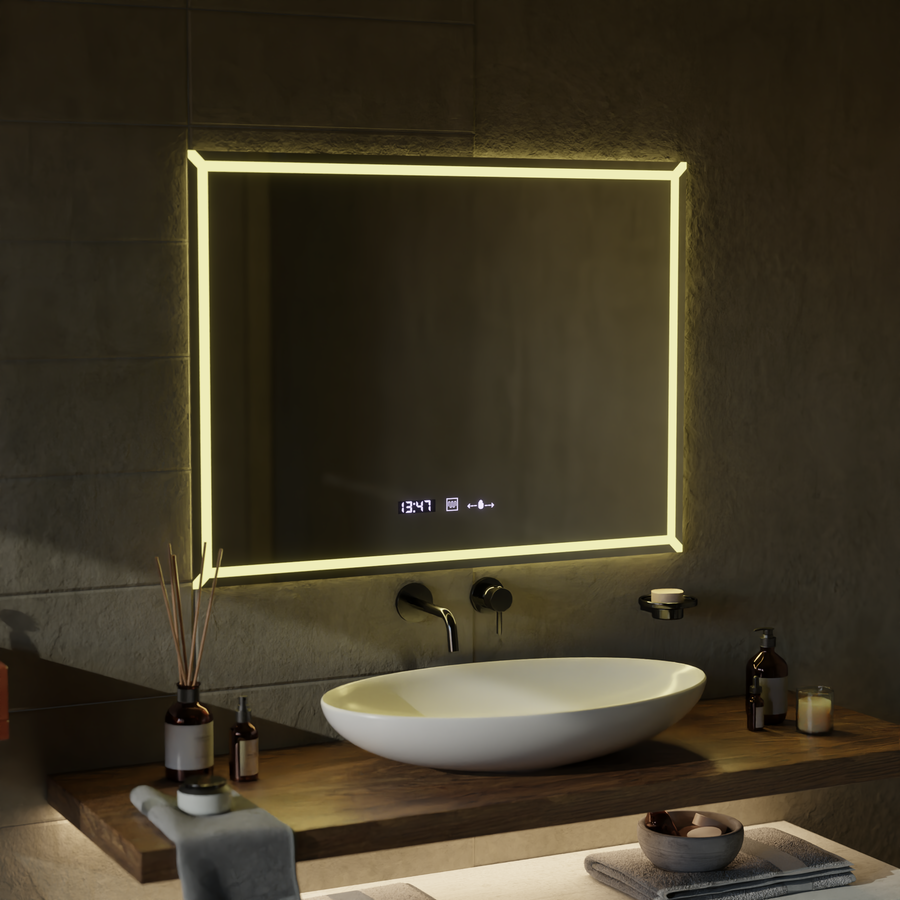 Téglalap alakú LED -tükör, 60x80 cm, Villaytouch Marcello, Desmantile System, Dimable