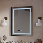 Téglalap alakú LED -tükör, 60x80cm, Verite Majeste Noir Motion Glow Marcello, Leírásos rendszer, óra és hőmérő, dimálható