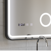 Mirror LED Touch Ulrich Debulation System, óra és hőmérséklet 60x80 cm Fekete Ramahed Cosmetics Lup