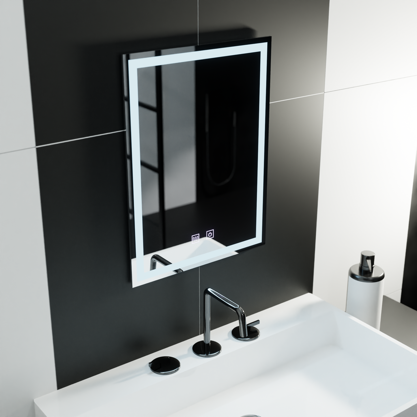 Tükör LED téglalap alakú 60x80cm érintéses NOx eltorzító rendszer