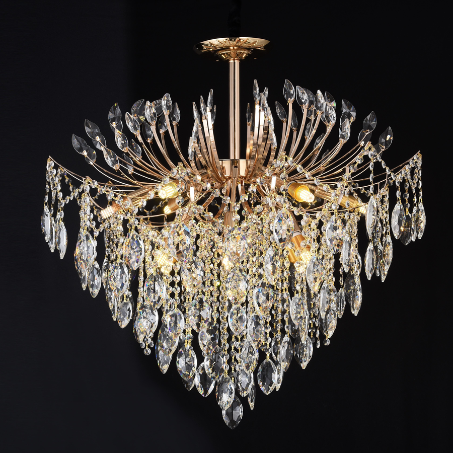 Crystal Chandelier fiamma, 6x E14, 45 cm átmérőjű, arany