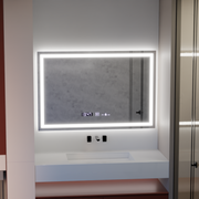 Mirror LED téglalap alakú 120x80cm vérité mozgásglow marcello, letiltási rendszer, óra és hőmérő, undon
