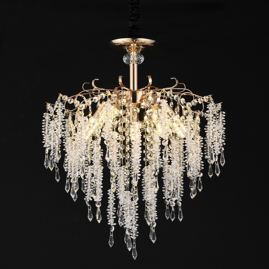 Crystal Chandelier fiamma, 6x E14, 45 cm átmérőjű, arany