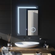 Mirror LED Touch Manfred szennyeződés rendszer, óra és hőmérséklet 60x80 cm kozmetikai nagyítás