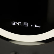 Kerek LED -tükör, 60 cm, Celeste Motionglow Marcello, helyettes rendszer, óra és hőmérő, dimálható