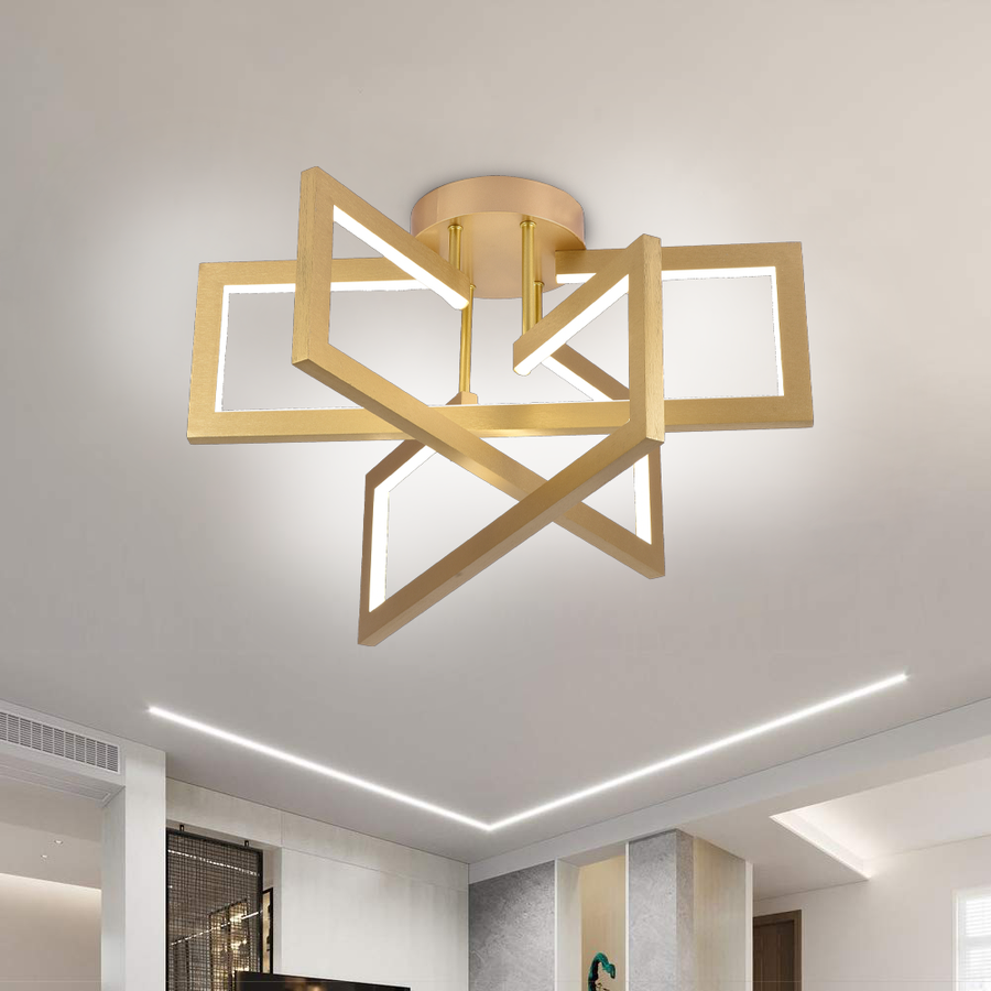 LED csillár távirányítóval 73W, 3 elem, hideg/meleg/semleges fény, szabályozható, arany