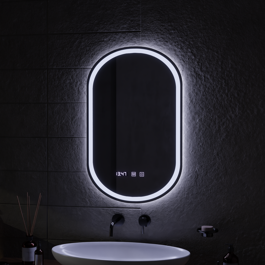 ONIRA LED Touch Mirror páramentesítő rendszer, óra és hőmérséklet 50x80 cm