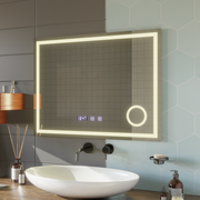 LED Touch Gunter tükör leolvadó rendszer, óra és hőmérséklet 80x60 cm kozmetikai nagyítás